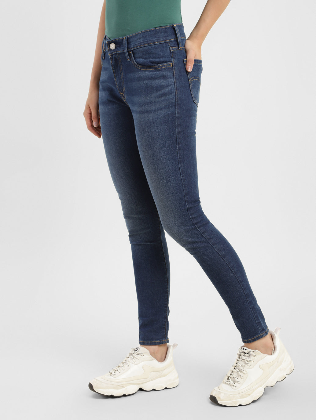 Women's 710 Blue Skinny Fit Mid Rise Jeans - b6e030fc-9463-4c81-9909-8b73019fcc9d View