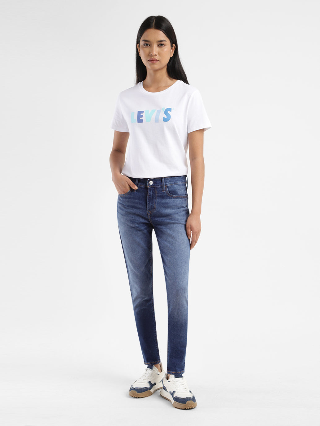 Women's 710 Blue Skinny Fit Mid Rise Jeans - 17495315-3f9d-4d8b-9784-13a81c4d9fdd View