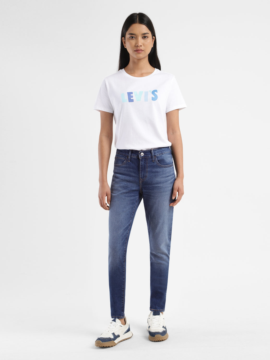 Women's 710 Blue Skinny Fit Mid Rise Jeans - 3218c779-1136-4fa4-8e56-6514cf07b68a View