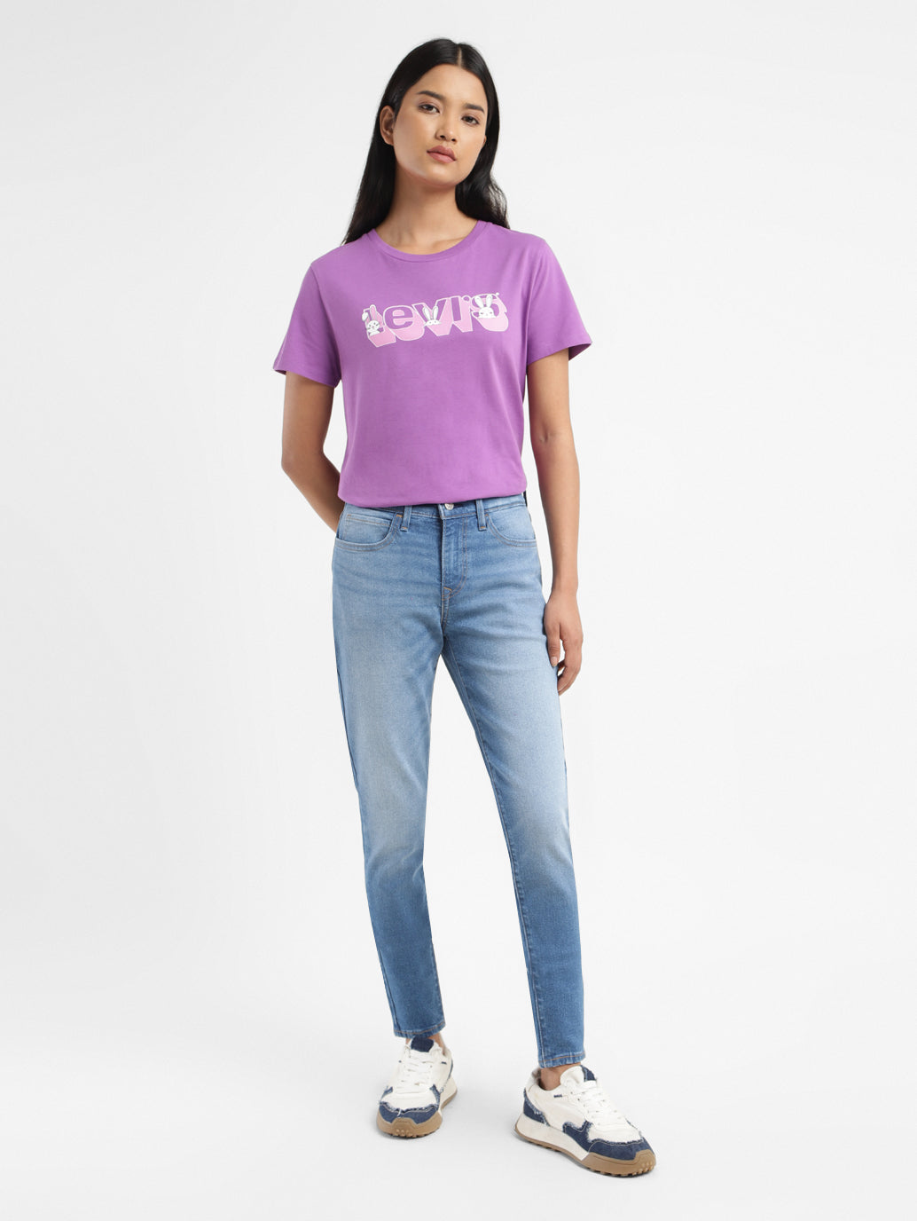 Women's 710 Blue Skinny Fit Mid Rise Jeans - fabec91a-ce16-4a7d-a6cf-797b3e59f576 View