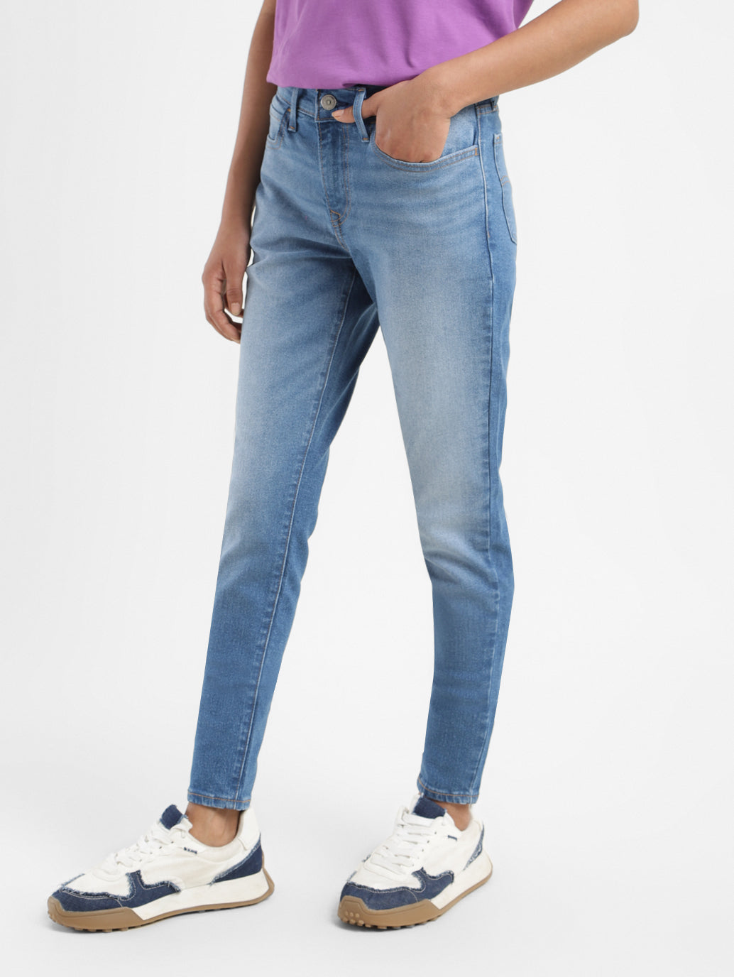 Women's 710 Blue Skinny Fit Mid Rise Jeans - 2e7dd9b9-d572-476c-873f-74688238fb90 View