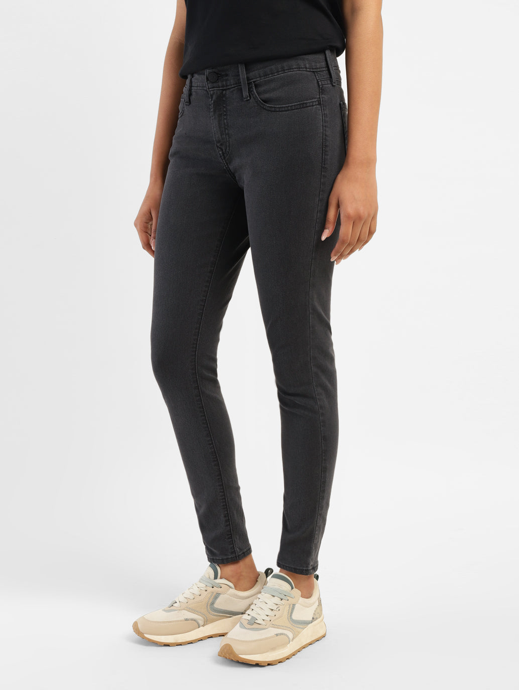 Women's 710 Black Skinny Fit Mid Rise Jeans - c09fe77e-06e3-4a31-a95a-0e3af95346d6 View