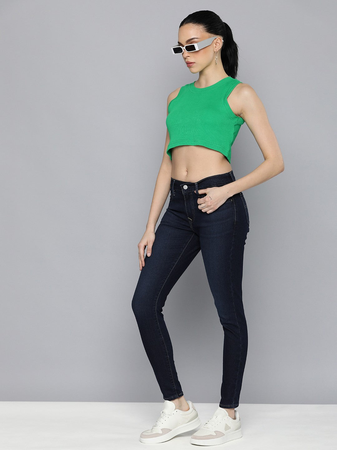Women's 710 Blue Skinny Fit Mid Rise Jeans - A70880029-StyleDEtails View
