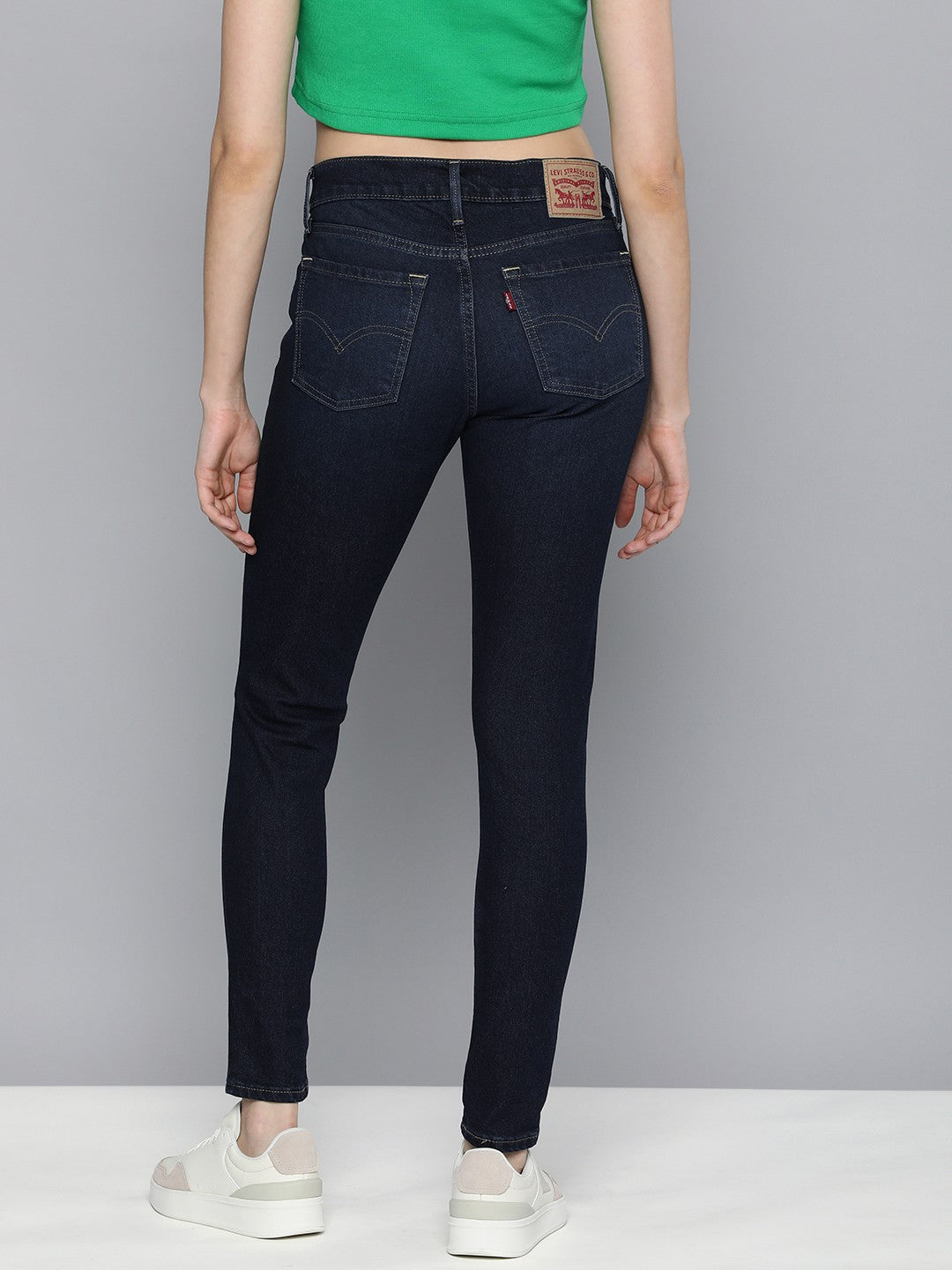 Women's 710 Blue Skinny Fit Mid Rise Jeans - Back View