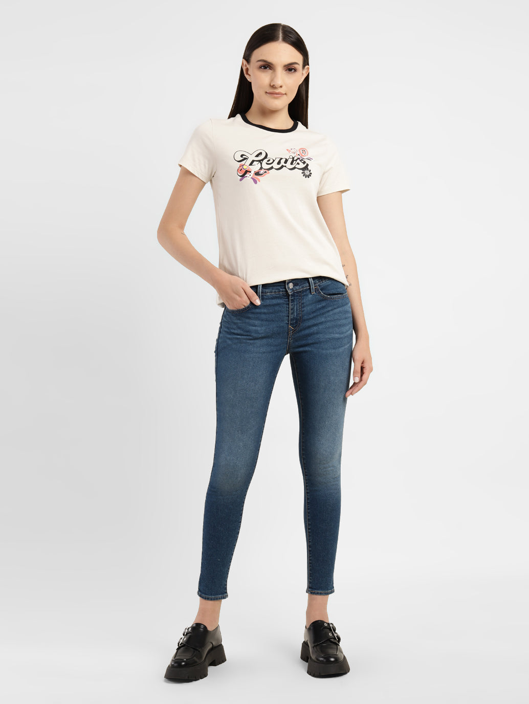 Women's 710 Blue Skinny Fit Mid Rise Jeans - 4113ec0c-a637-4c3a-b95b-eb685026604b View