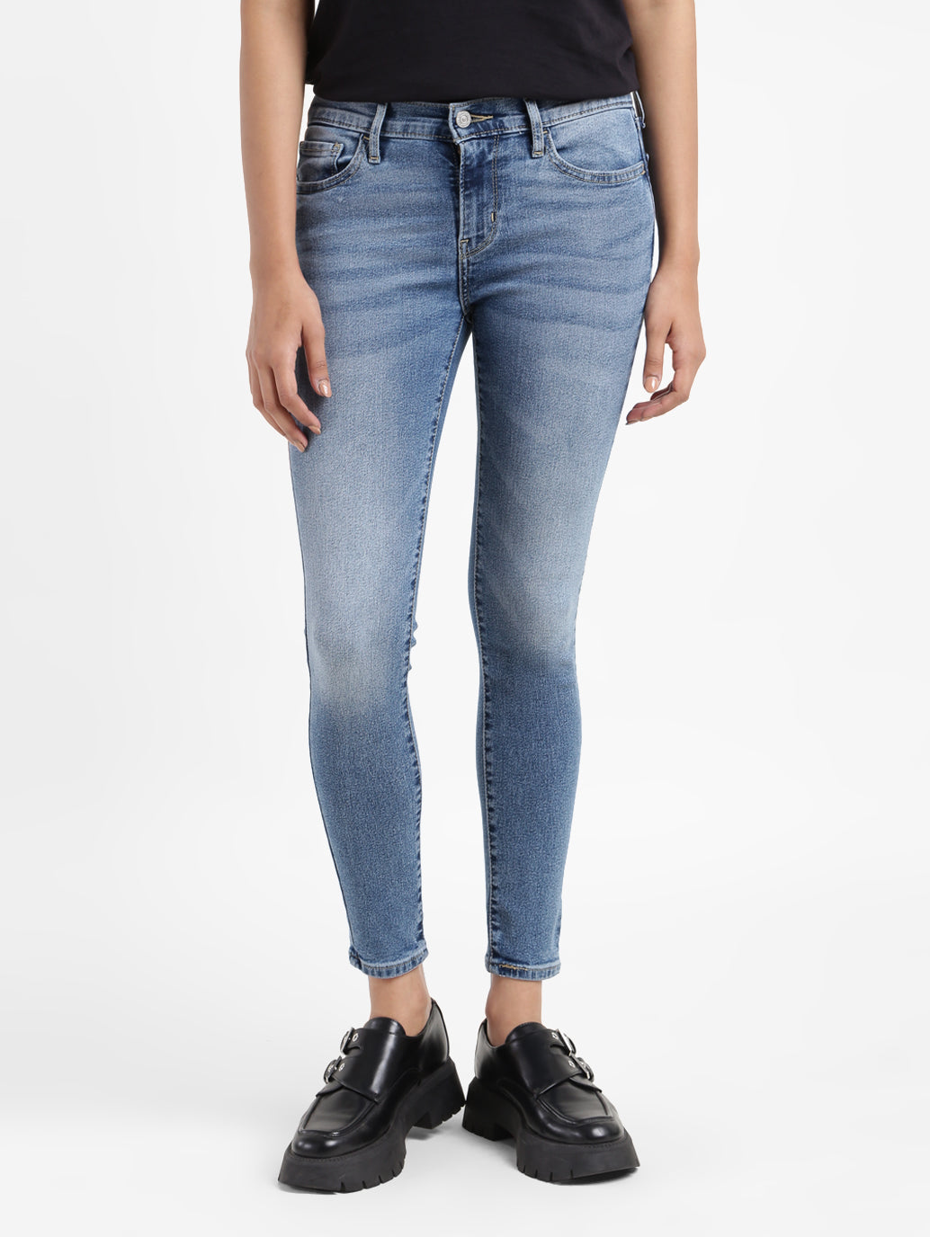 Women's 710 Blue Skinny Fit Mid Rise Jeans - e33f8a62-1783-44a4-bd4a-0328c5536788 View