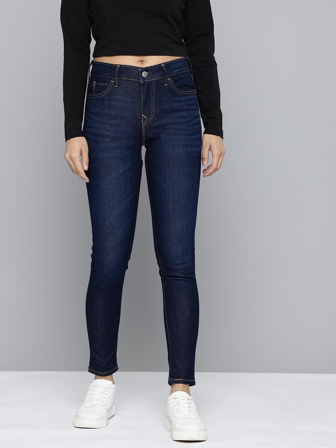 Women's 710 Blue Skinny Fit Mid Rise Jeans - 1 View