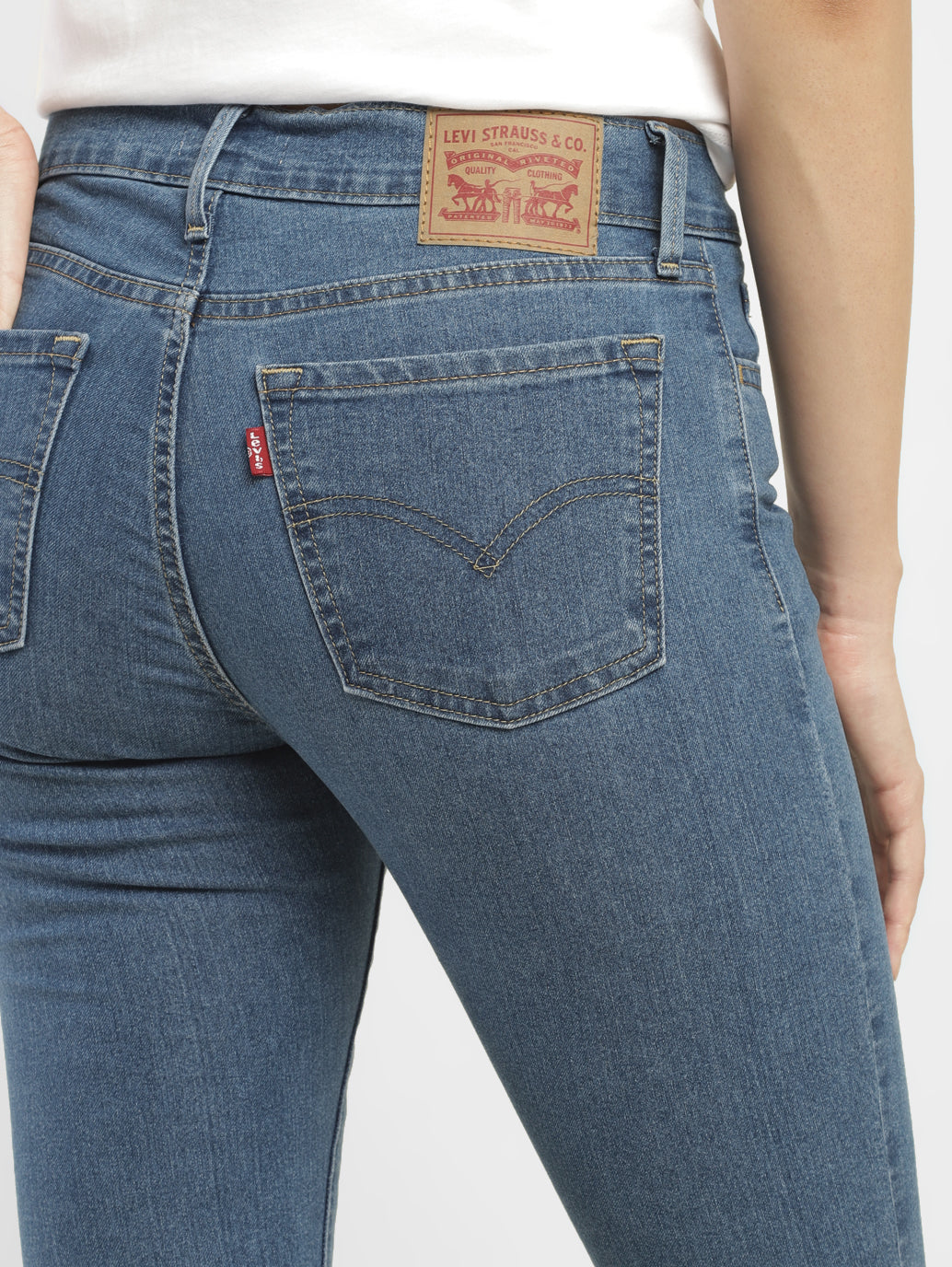 Women's 710 Blue Skinny Fit Mid Rise Jeans - BackDetails View
