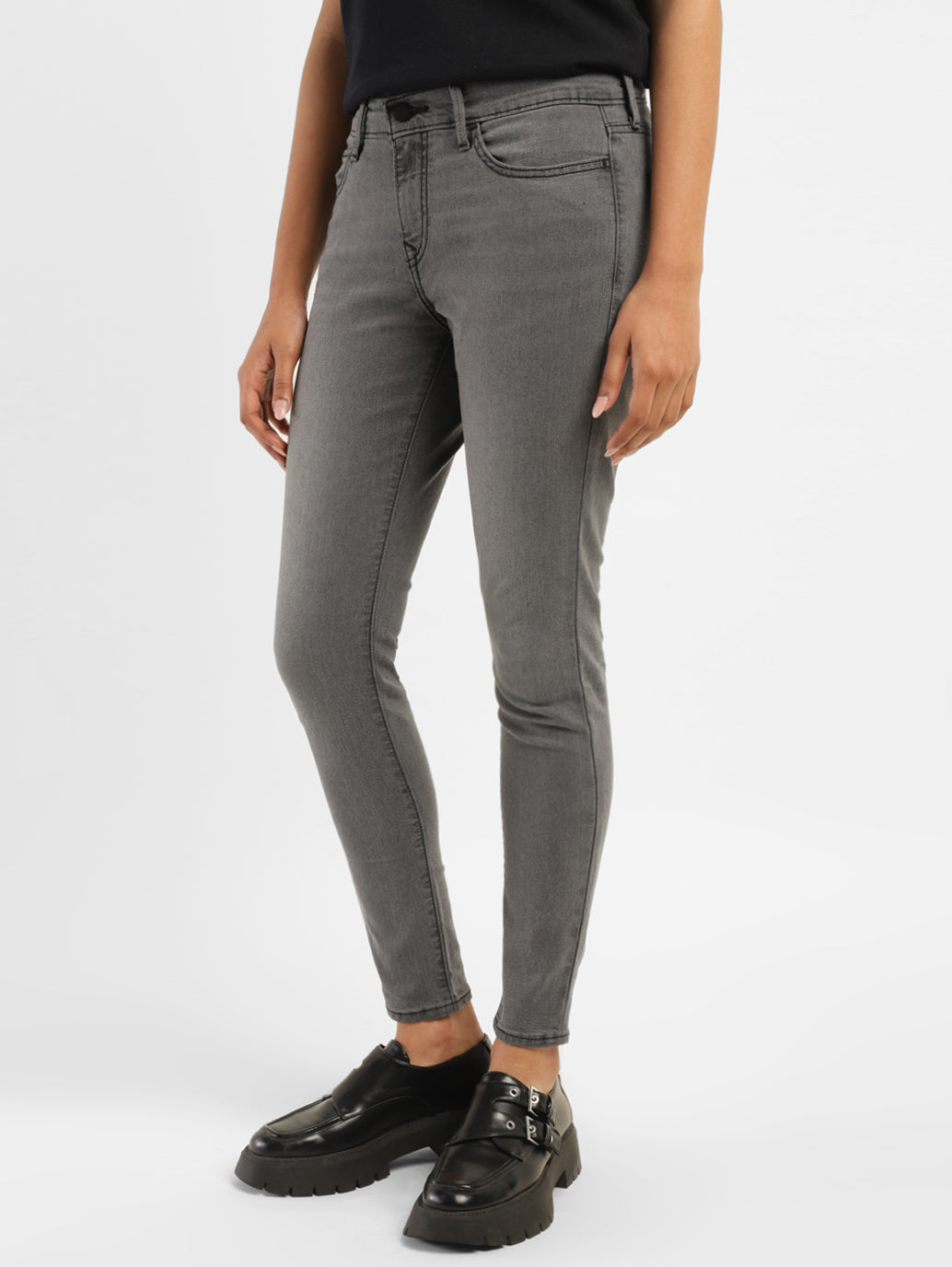Women's 710 Dark Grey Skinny Fit Mid Rise Jeans - edd84b2f-efbf-415c-9aea-cc278e416b43 View