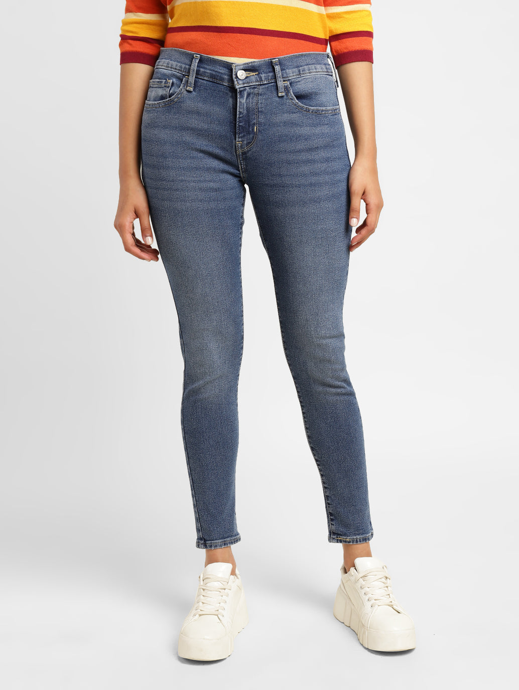 Women's 710 Blue Skinny Fit Mid Rise Jeans - 2ba0be53-2a94-4e50-a901-49a660e2075f View