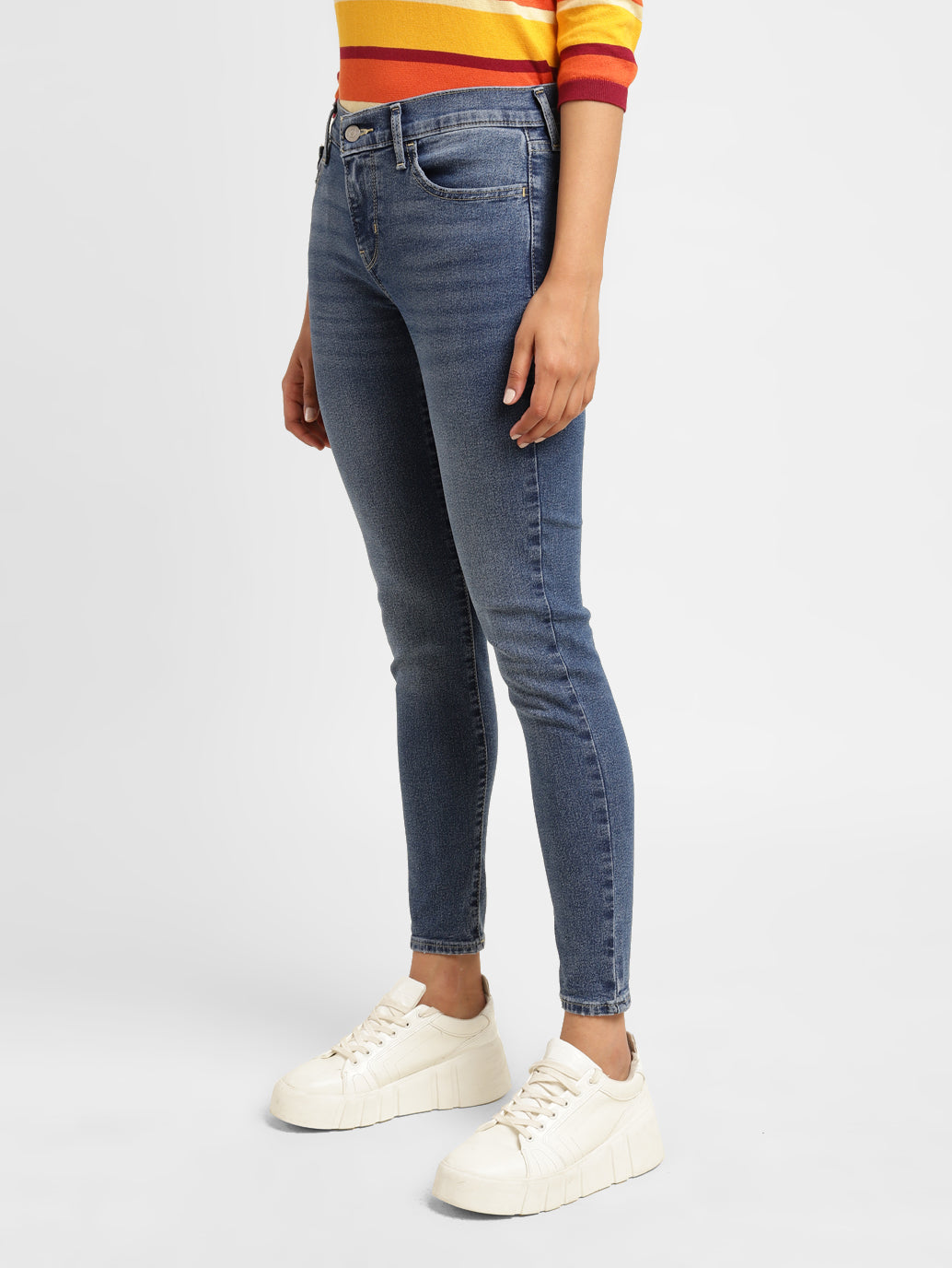 Women's 710 Blue Skinny Fit Mid Rise Jeans - 03d14ac1-9118-43af-99d4-6c16f016eba0 View