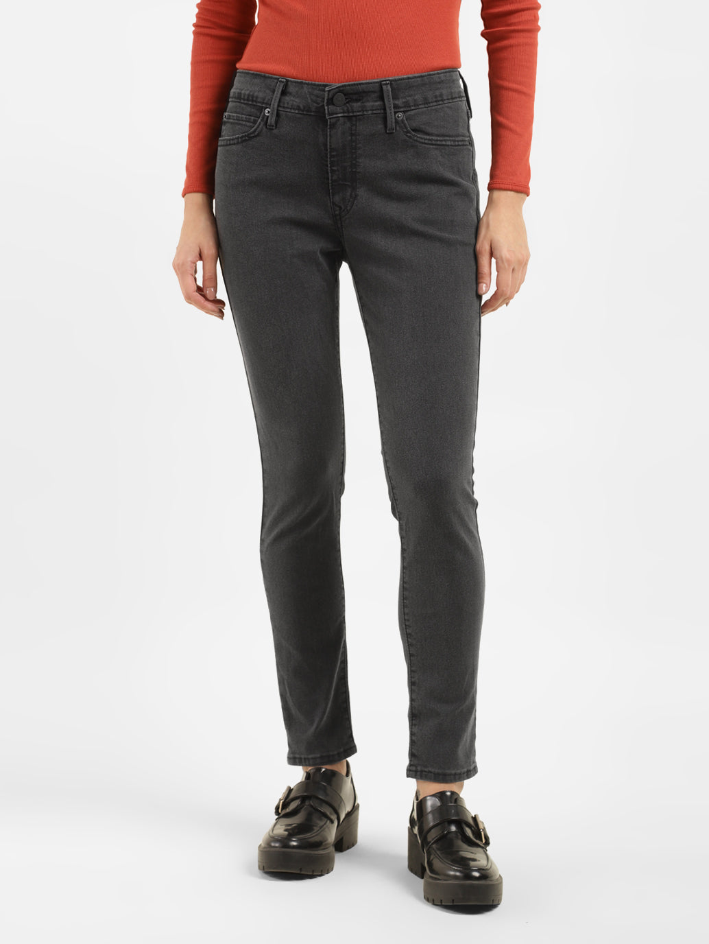 Women's 711 Black Skinny Fit Mid Rise Jeans - 969df717-b4e5-4c00-9a52-1badc23e354a View