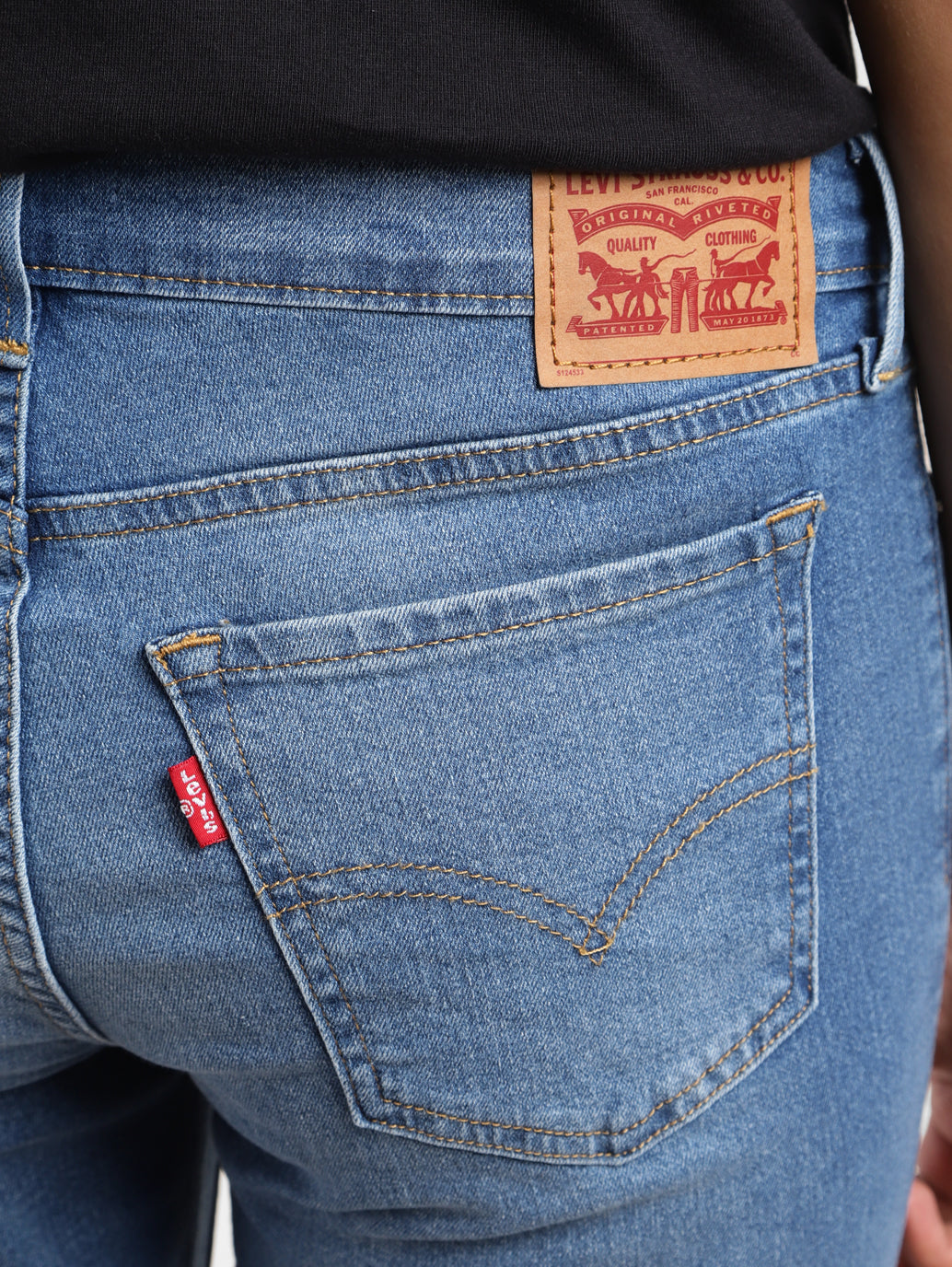 Women's 711 Blue Skinny Fit Mid Rise Jeans - BackDetails View