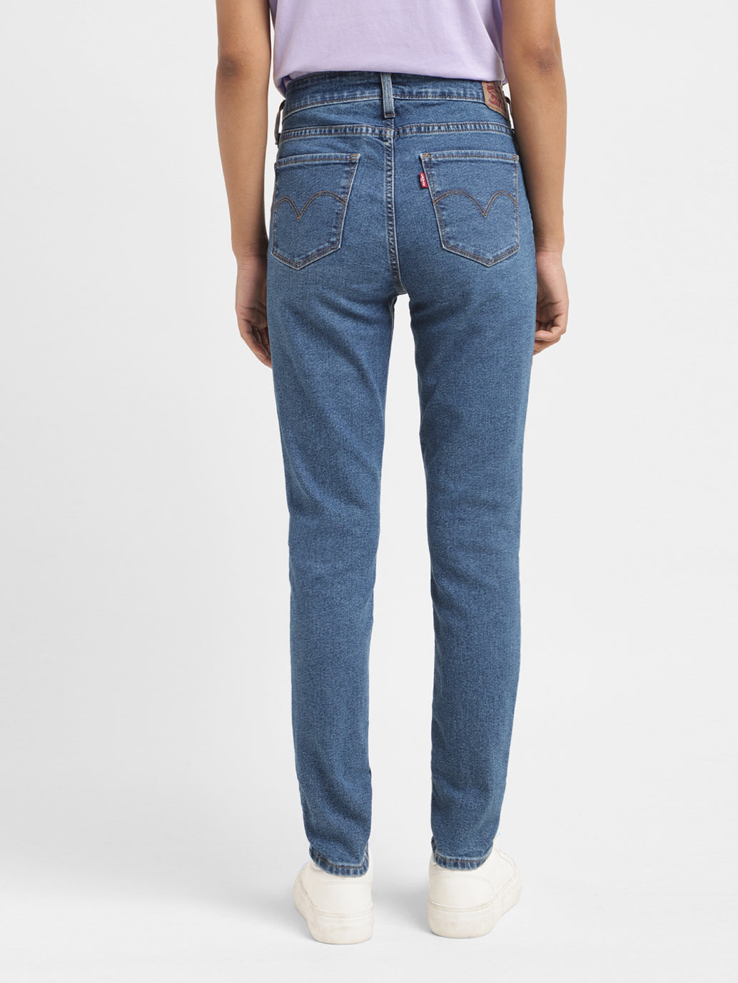 Women's 711 Blue Skinny Fit Mid Rise Jeans - Back View