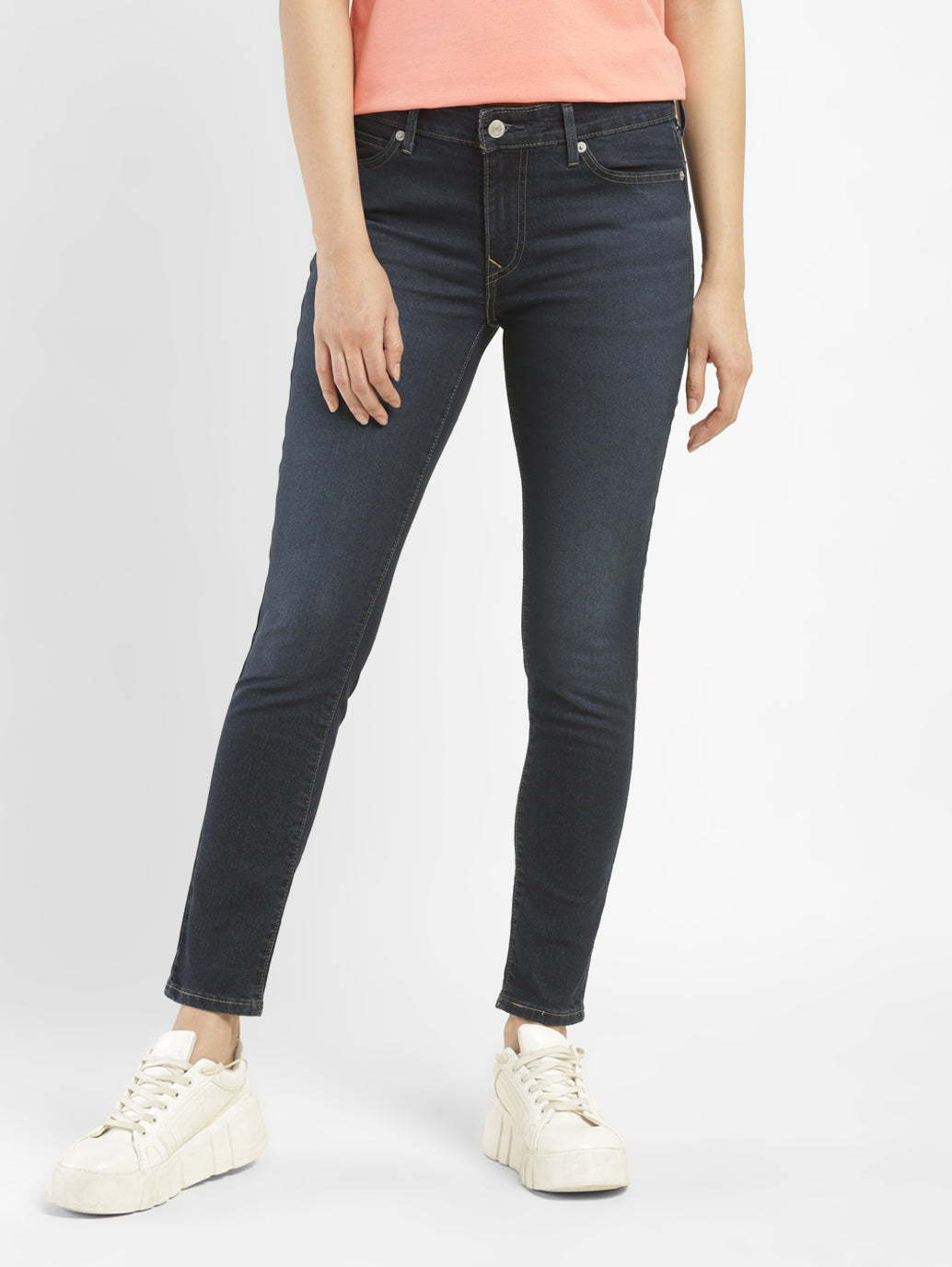 Women's 711 Blue Skinny Fit Mid Rise Jeans