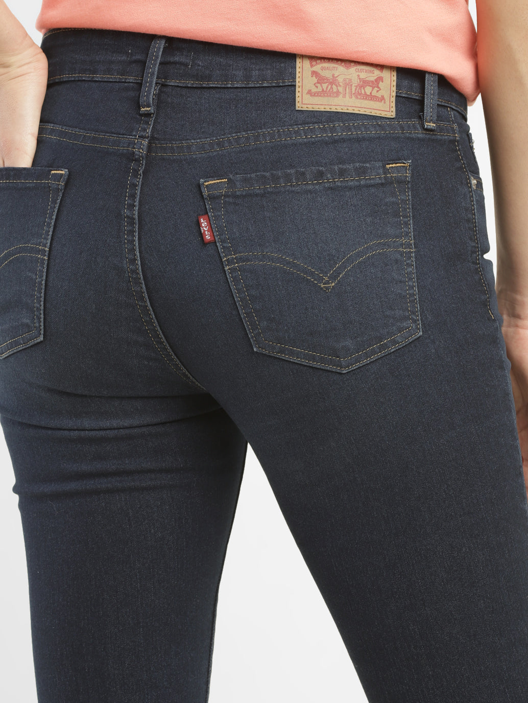 Women's 711 Blue Skinny Fit Mid Rise Jeans - BackDetails View