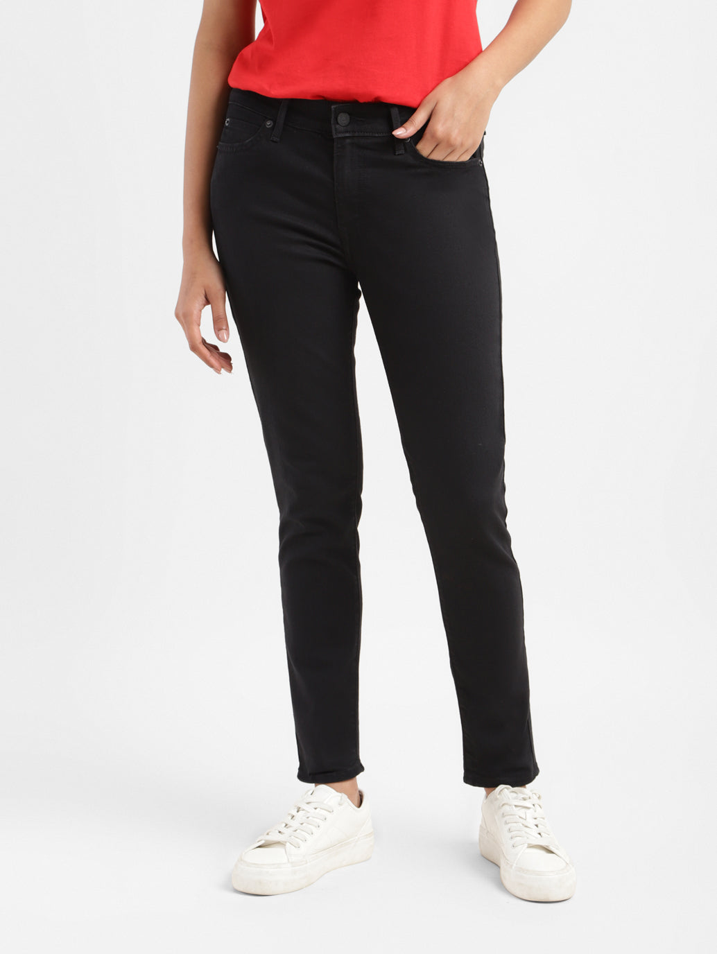 Women's 711 Black Skinny Fit Mid Rise Jeans - 97d59b8f-477b-4659-a329-82160a276100 View