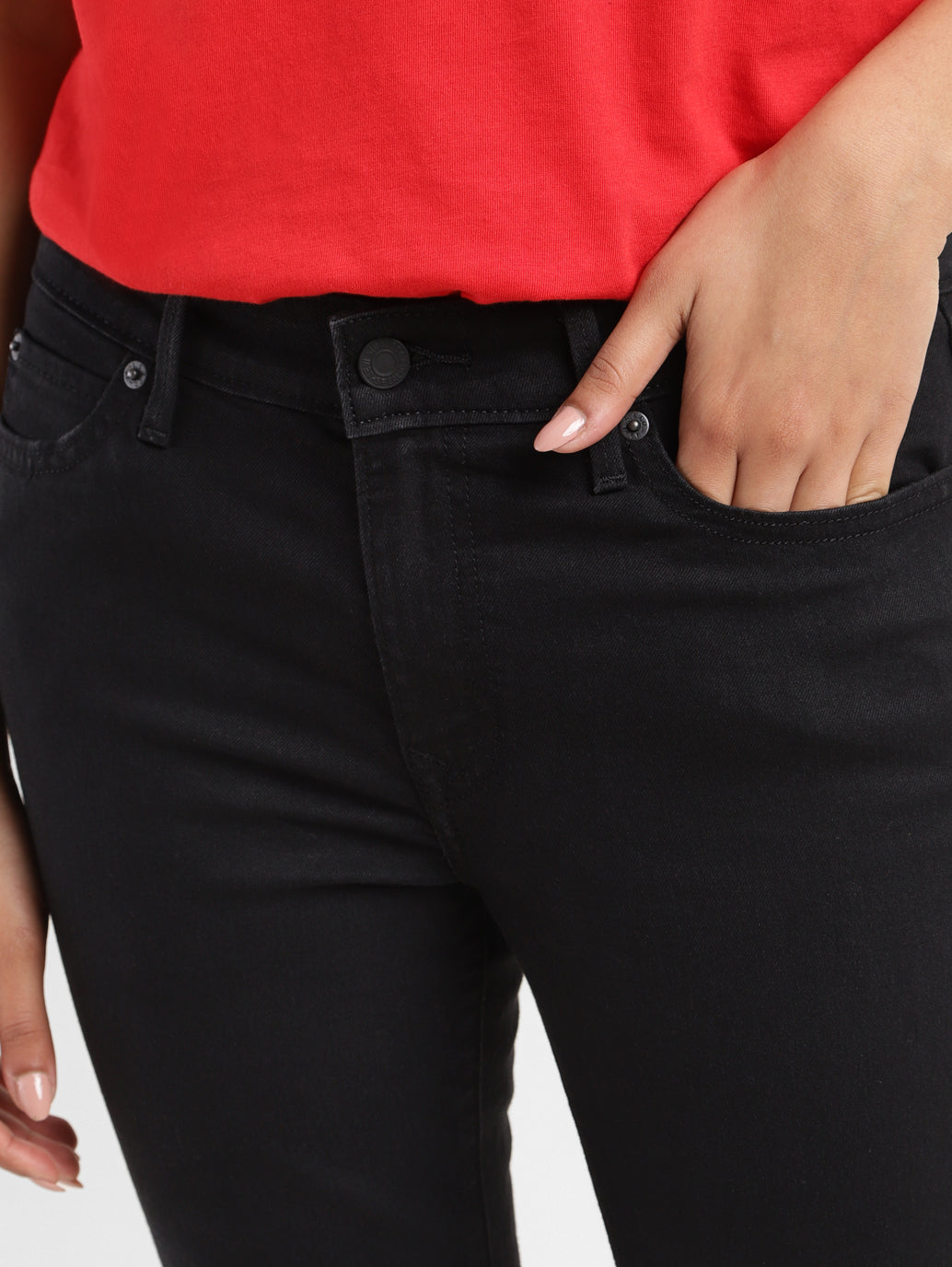 Women's 711 Black Skinny Fit Mid Rise Jeans - 6a1f3e62-e593-44bf-819d-932f6055dbc2 View