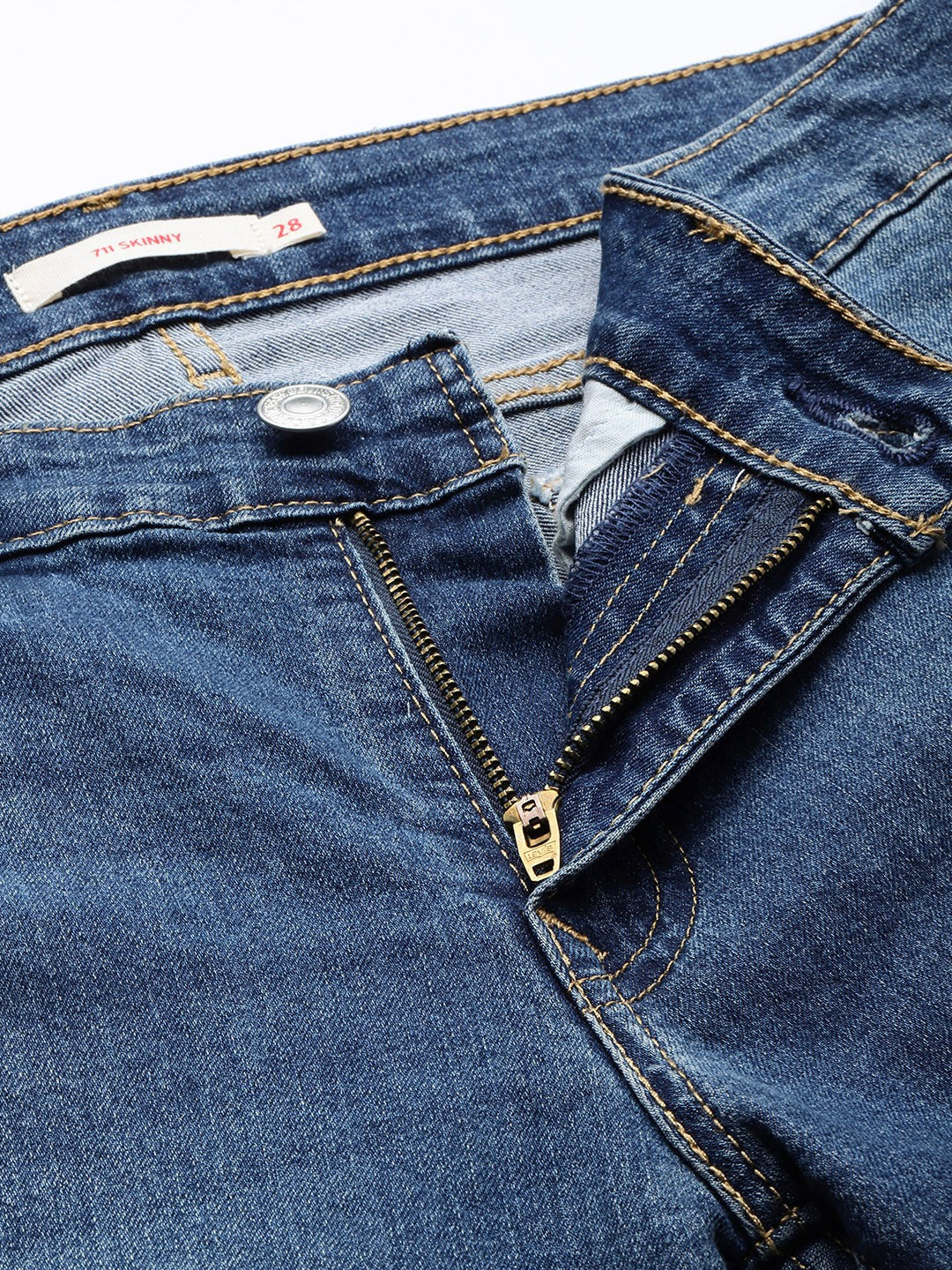Women's 711 Blue Skinny Fit Mid Rise Jeans - ZipDetails View