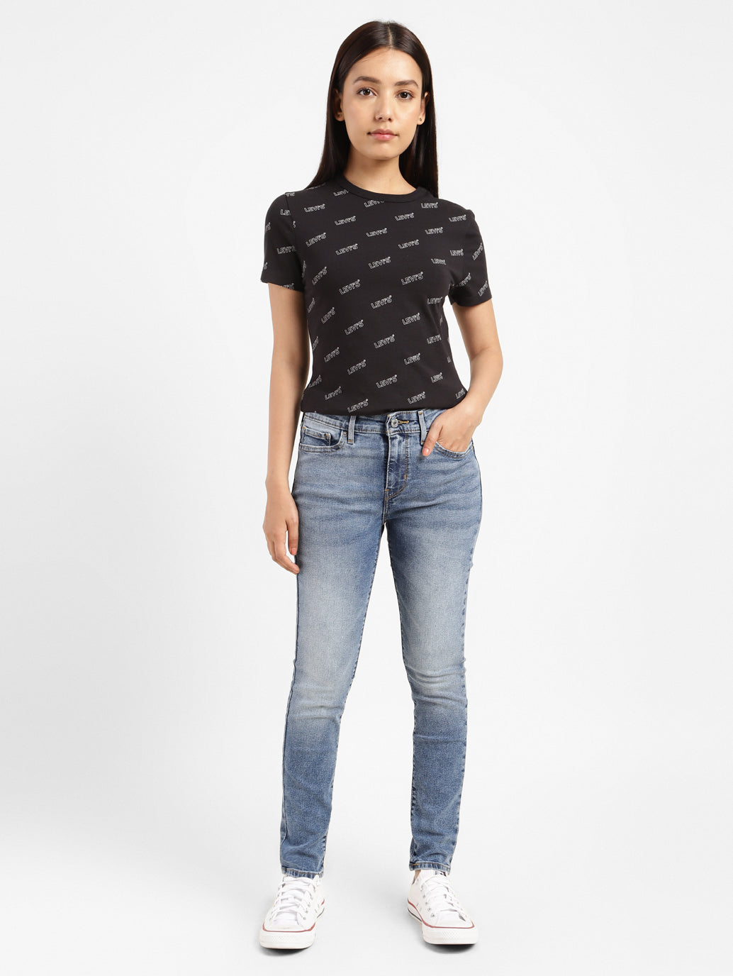 Women's 711 Blue Skinny Fit Mid Rise Jeans - 70159404-ce50-4244-96fb-7976a9705995 View