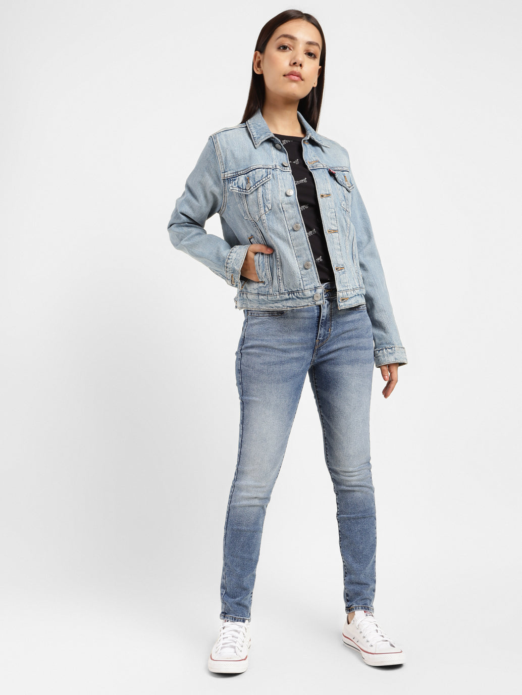 Women's 711 Blue Skinny Fit Mid Rise Jeans - 7604acce-57e2-4593-b004-e0dc6e4a1832 View