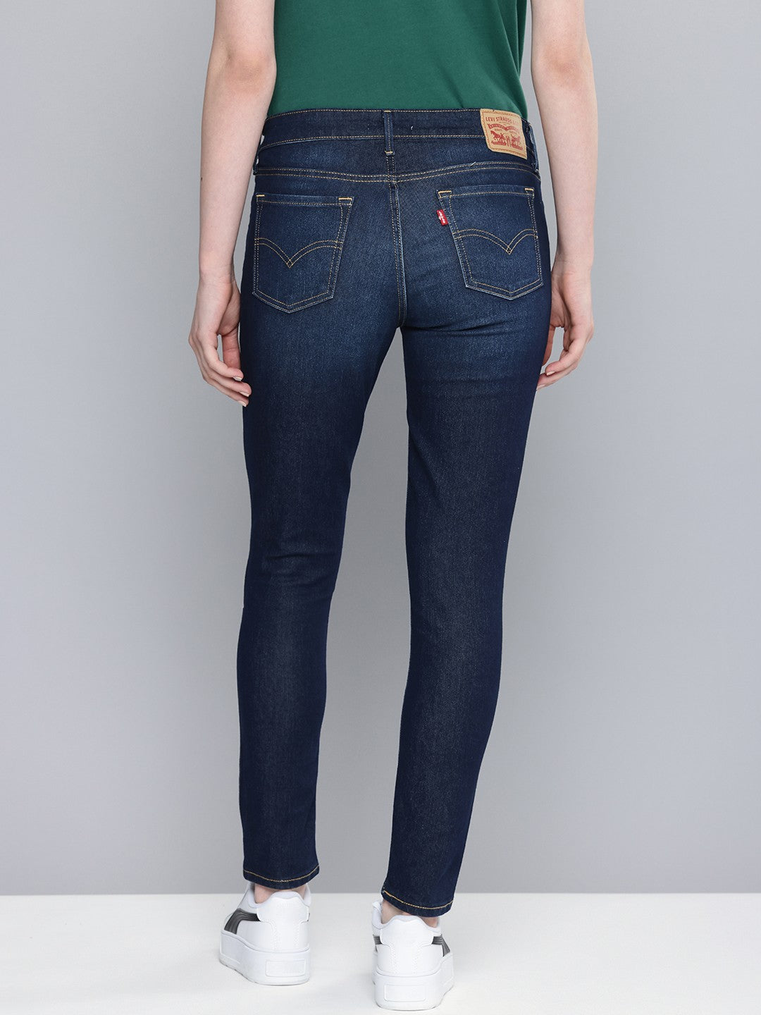 Women's 711 Blue Skinny Fit Mid Rise Jeans - Back View