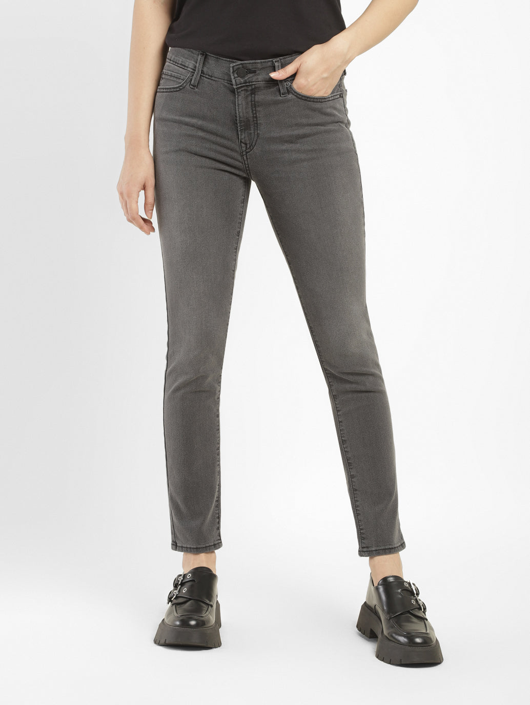 Women's 711 Grey Skinny Fit Mid Rise Jeans - 34c0a79d-1598-48f2-bbee-8c77626e8901 View