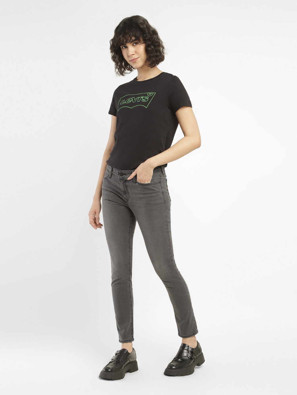 Women's 711 Grey Skinny Fit Mid Rise Jeans
