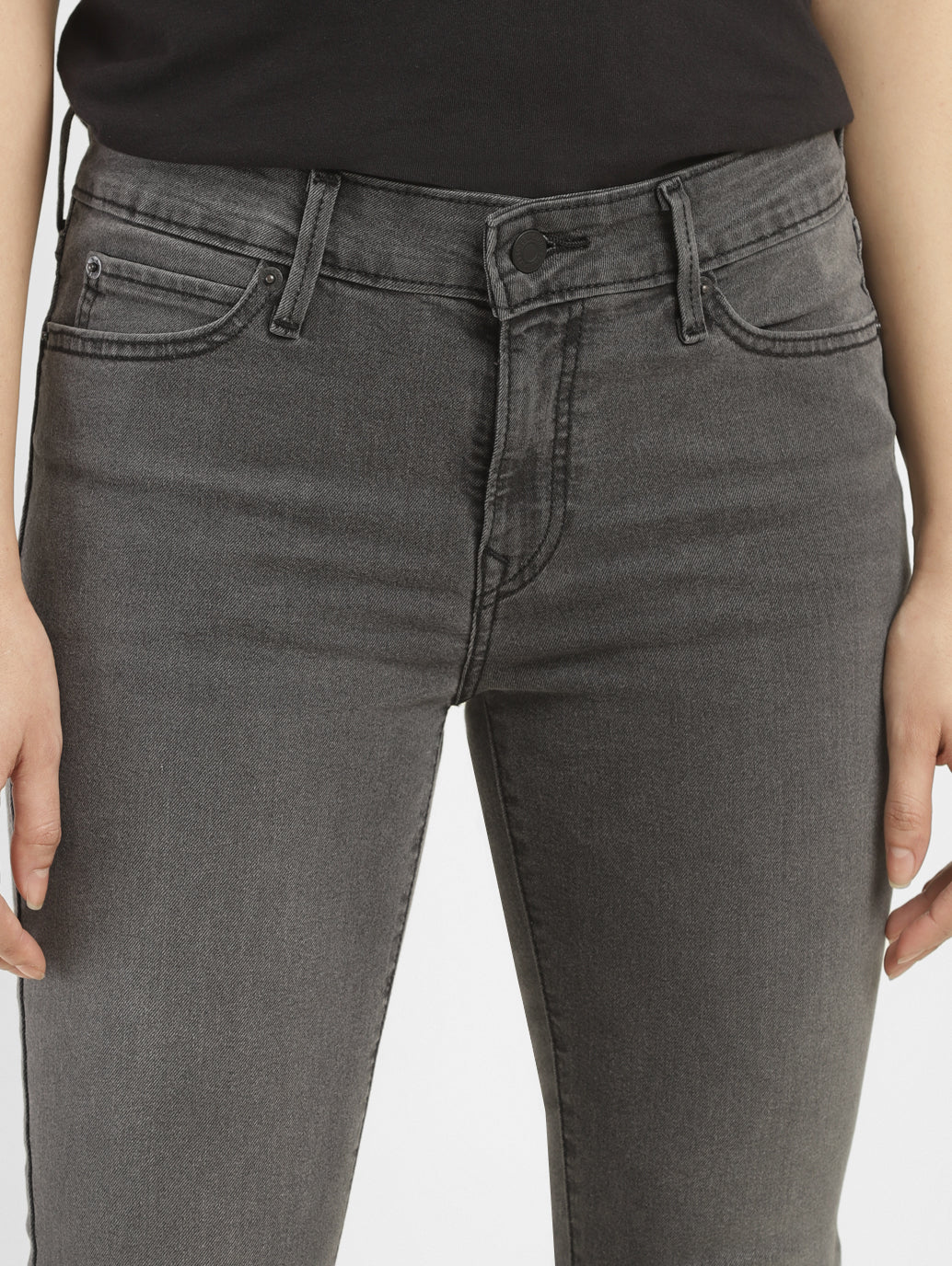 Women's 711 Grey Skinny Fit Mid Rise Jeans - FrontDetails View