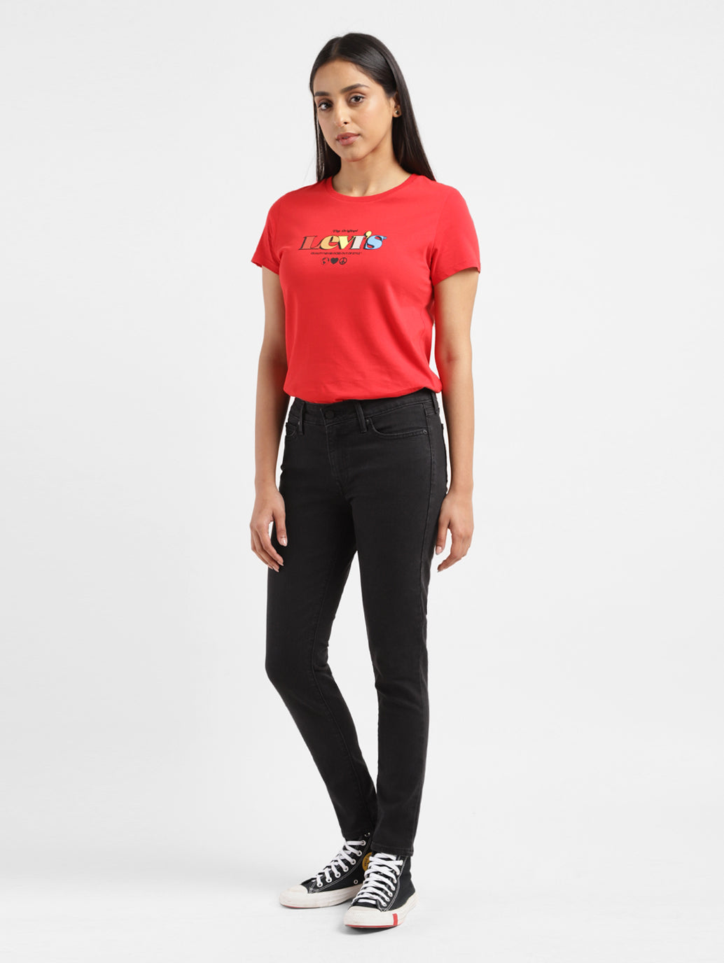 Women's 711 Black Skinny Fit Mid Rise Jeans