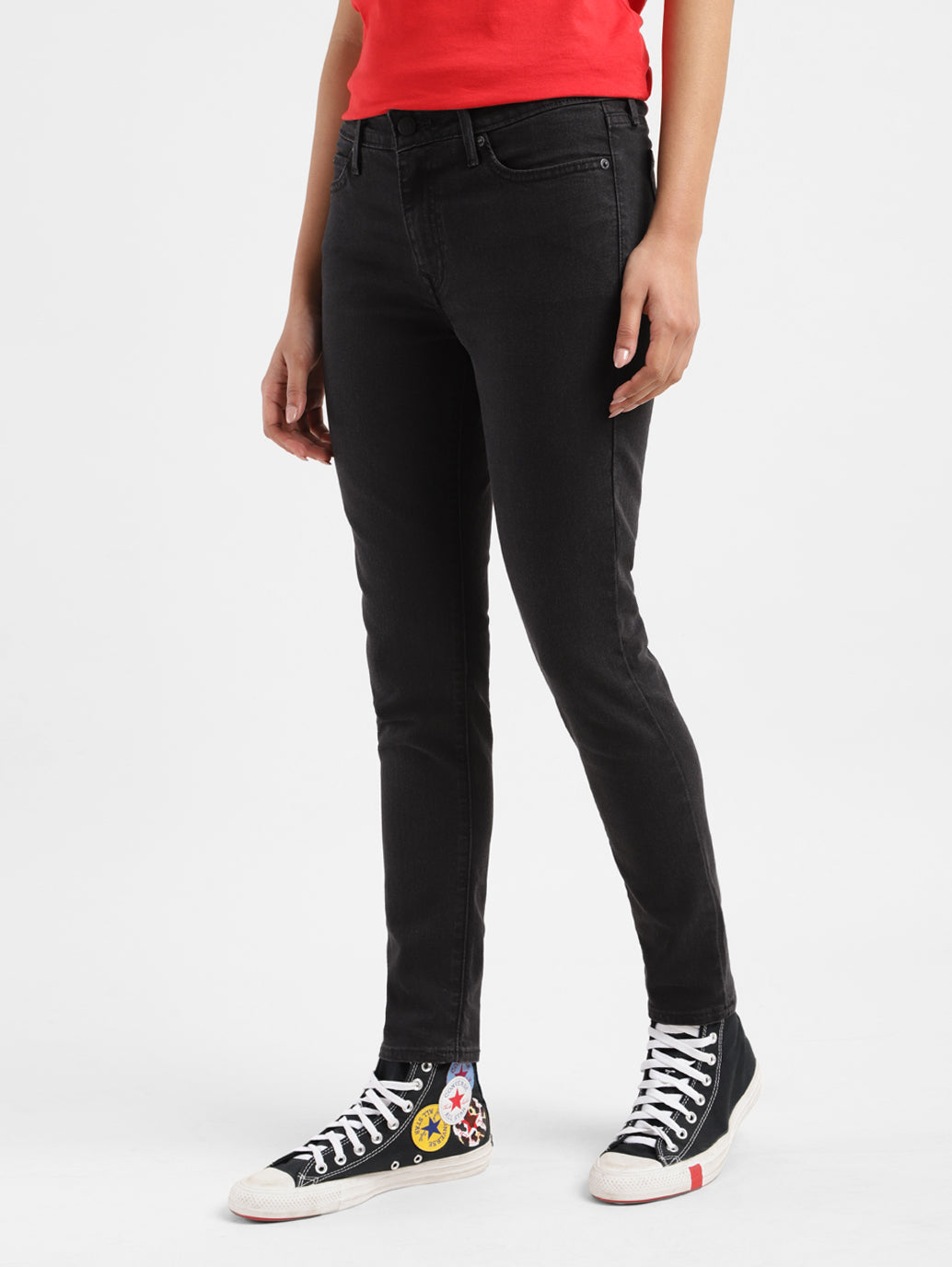 Women's 711 Black Skinny Fit Mid Rise Jeans - 68fe0aa8-40bb-4958-b5a4-ed84f3a366cd View