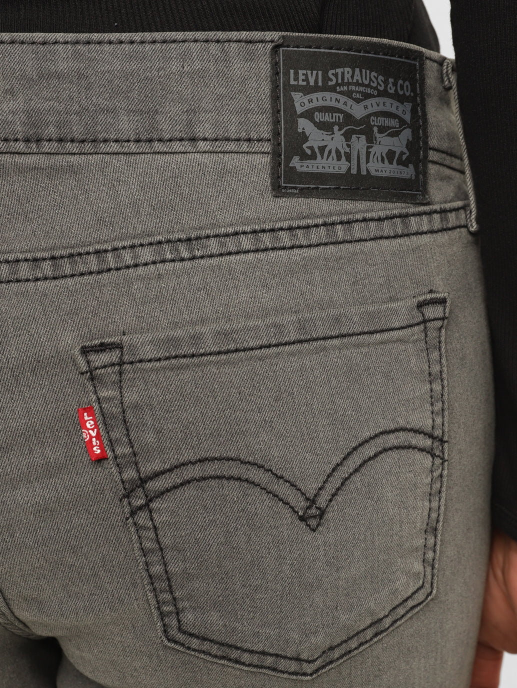 Women's 711 Grey Skinny Fit Mid Rise Jeans - BackDetails View