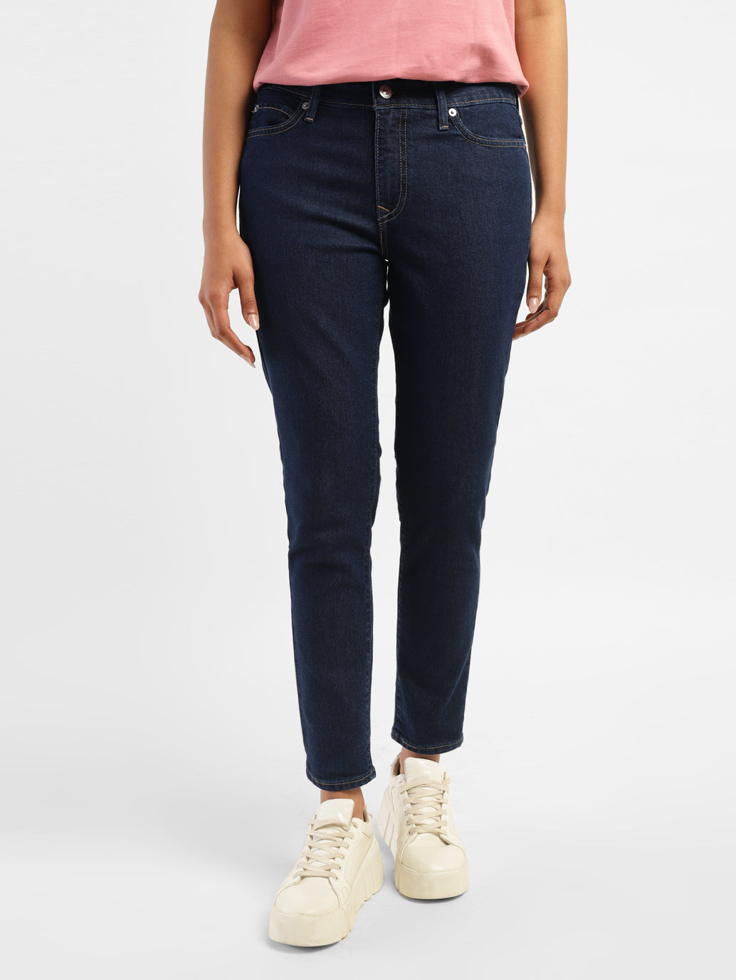 Women's 711 Navy Blue Skinny Fit Mid Rise Jeans