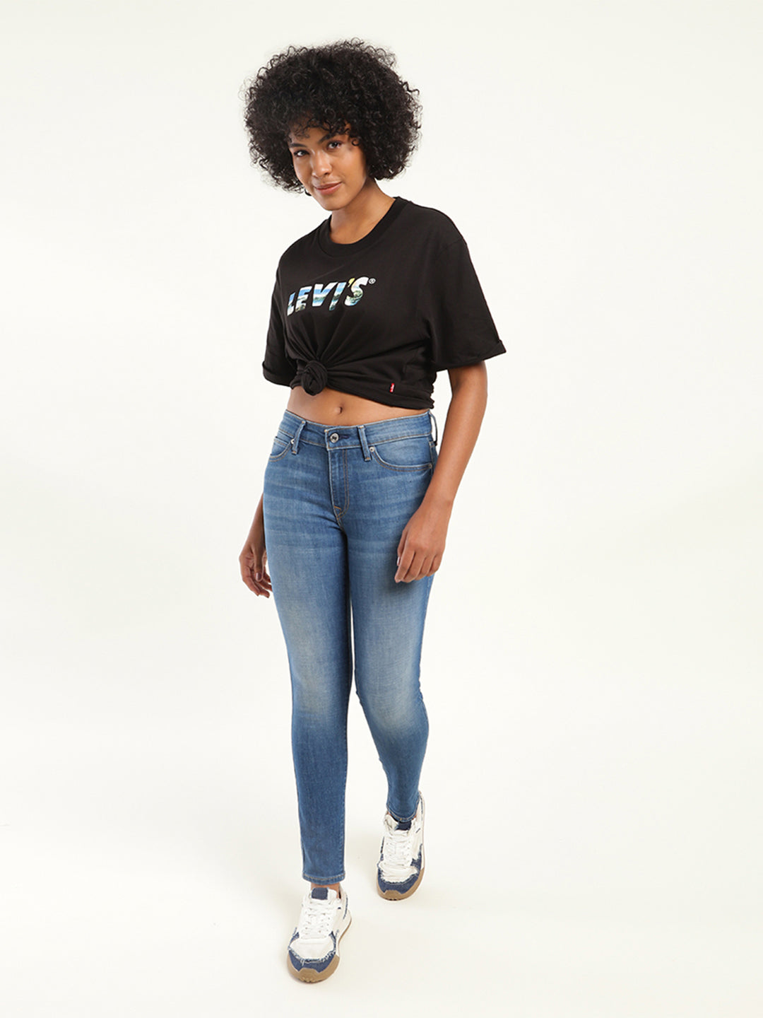 Women's 711 Blue Skinny Fit Mid Rise Jeans - 20shot View