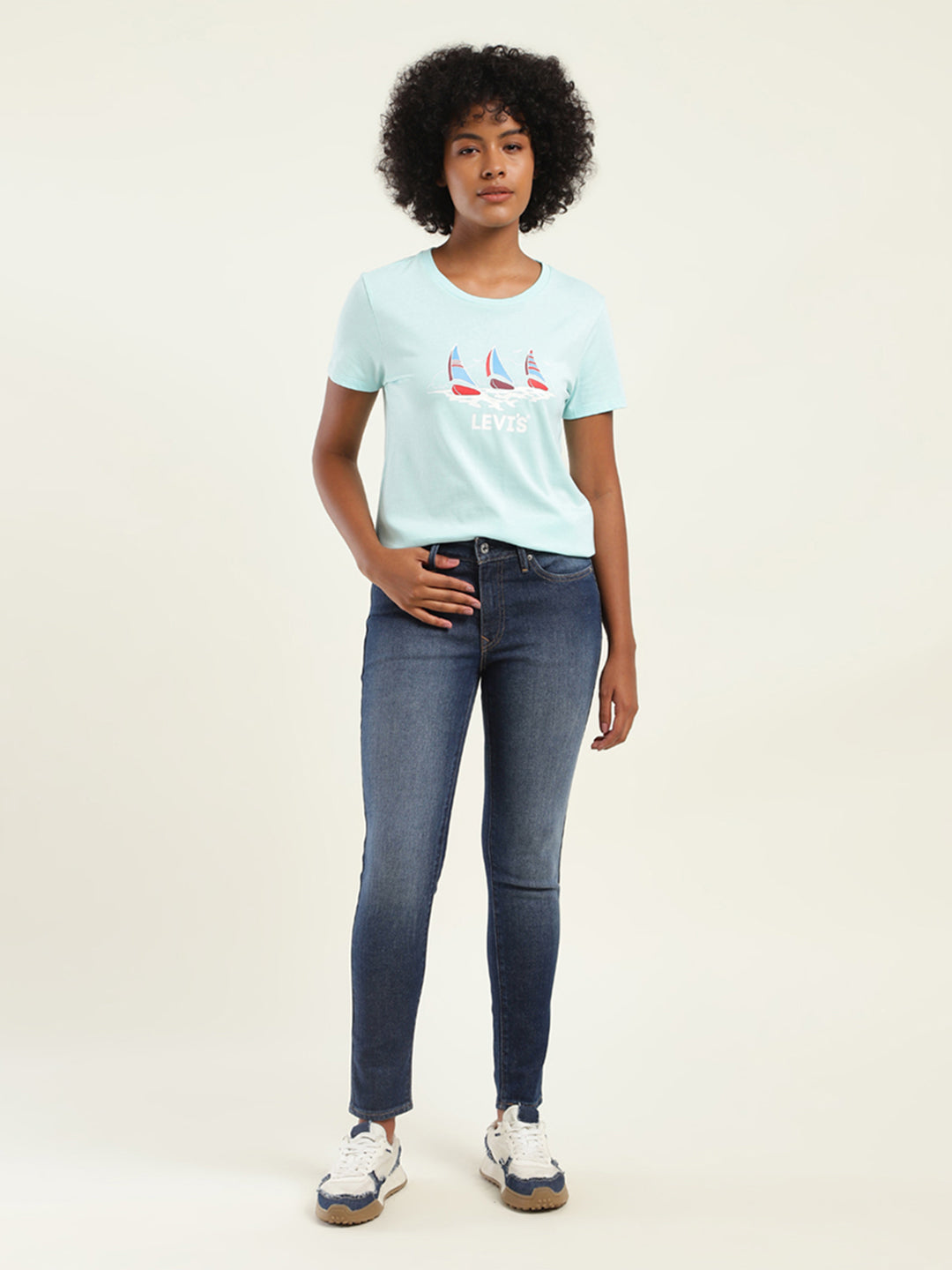 Women's 711 Blue Skinny Fit Mid Rise Jeans - 17d77de2-942b-4dd0-9c31-5f646676b562 View