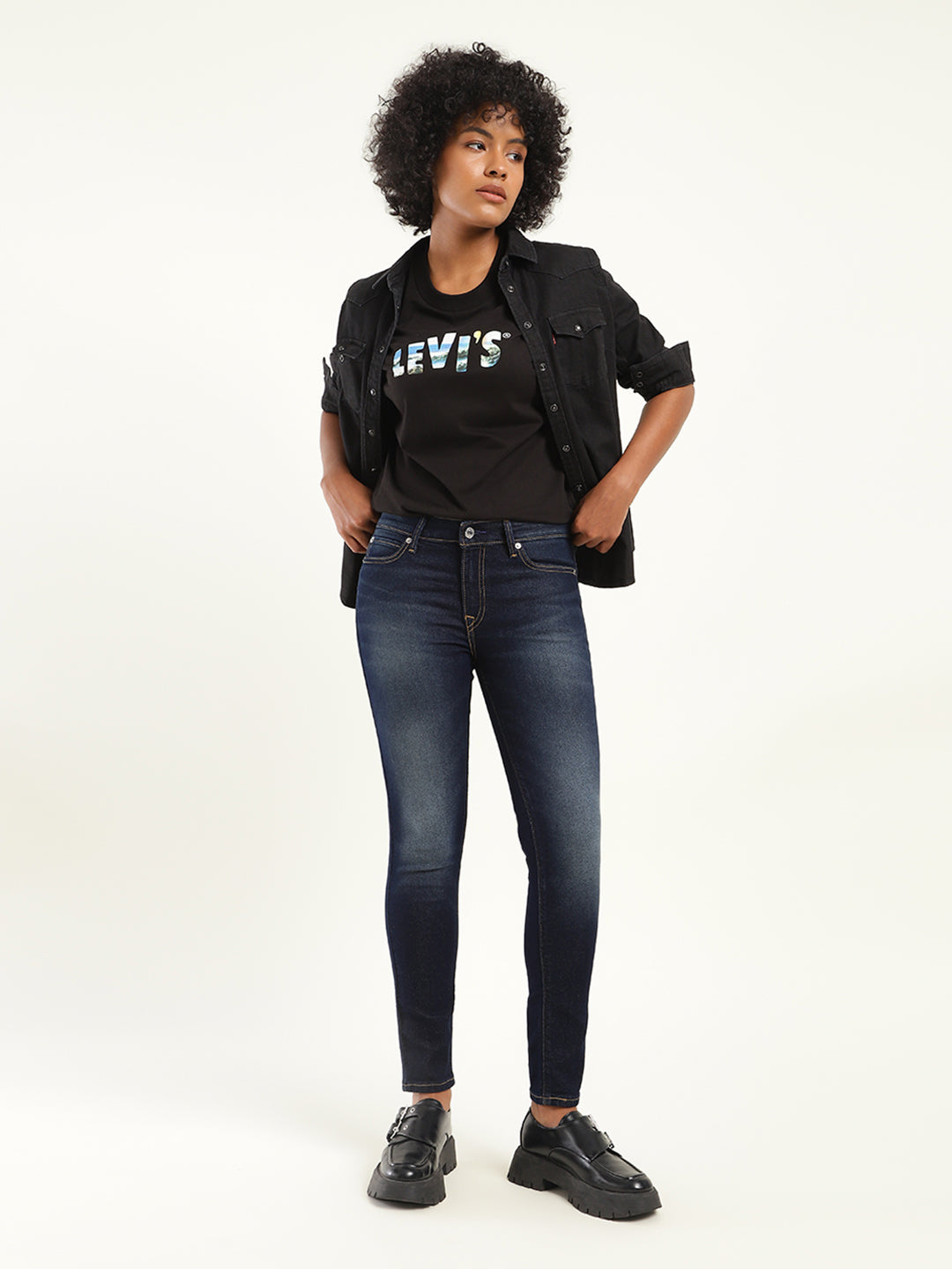 Women's 711 Blue Skinny Fit Mid Rise Jeans - 20shot View