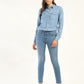 Women's 711 Blue Skinny Fit Mid Rise Jeans - Front View