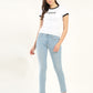 Women's 711 Blue Skinny Fit Mid Rise Jeans - Front View