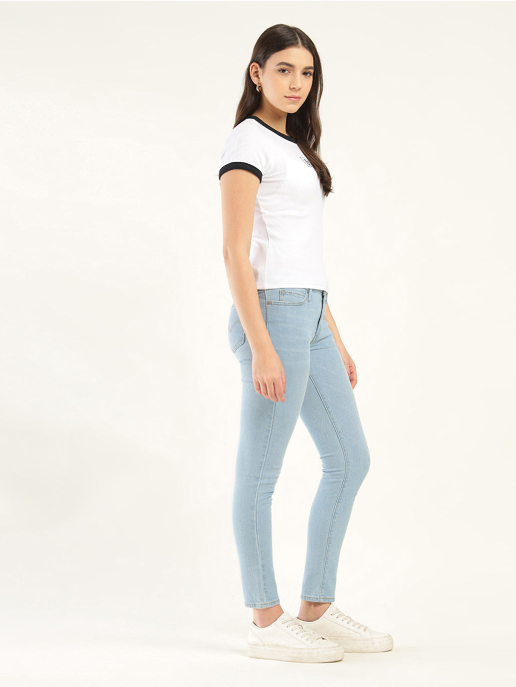 Women's 711 Blue Skinny Fit Mid Rise Jeans - Side View