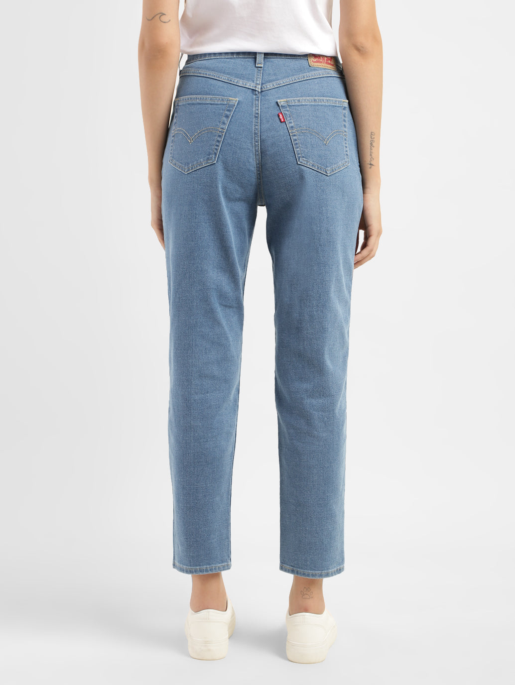 Women's Blue Loose Fit Mid Rise Mom Jeans - 473aa5bd-68e7-4386-a669-bd65ac614c6a View