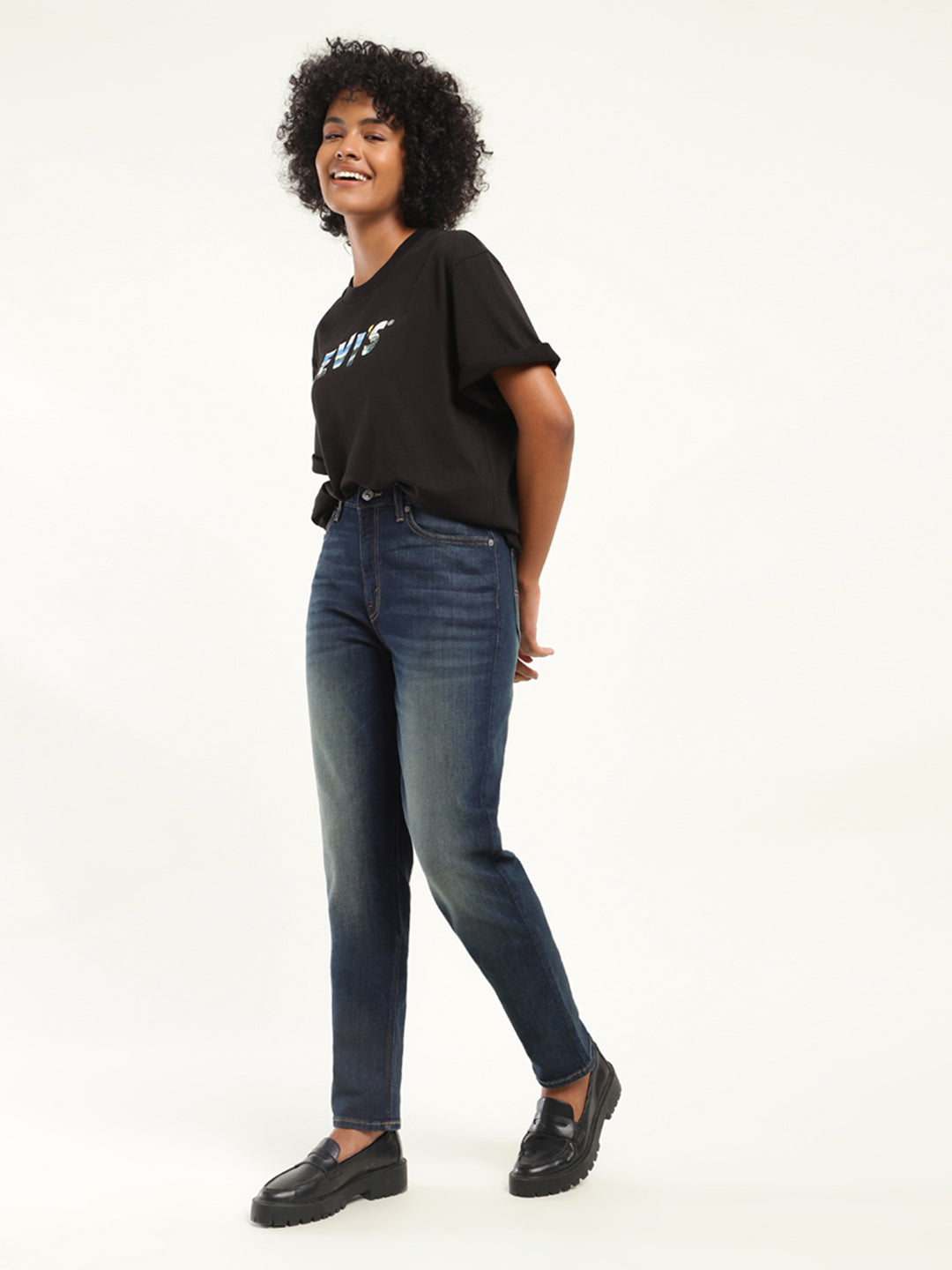 Women's 80s Mom Blue Loose Fit High Rise Jeans