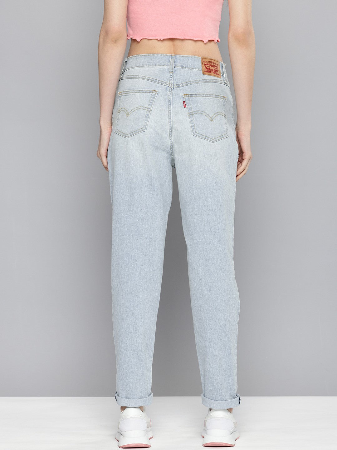 Women's 80s Mom Blue Loose Fit High Rise Jeans - Back View