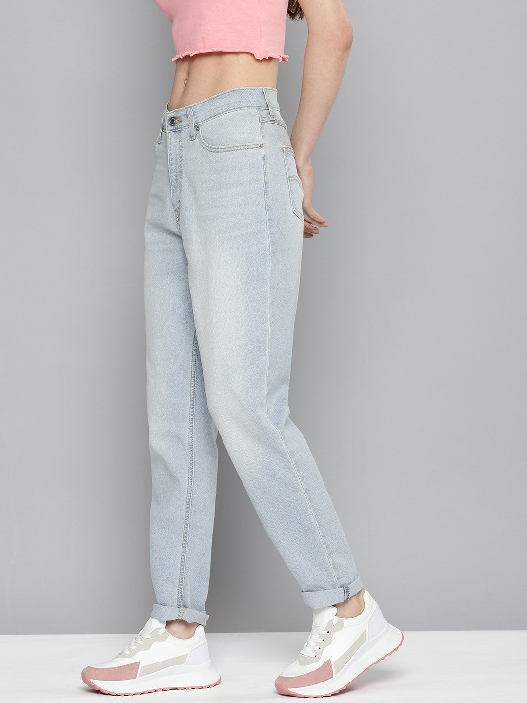 Women's 80s Mom Blue Loose Fit High Rise Jeans - Side View