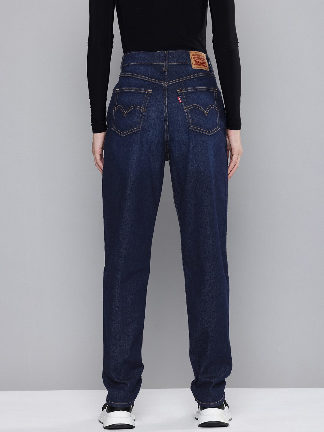Women's 80s Mom Blue Loose Fit High Rise Jeans - back View