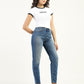 Women's 80s Mom Blue Loose Fit Mid Rise Jeans - ModelFront View