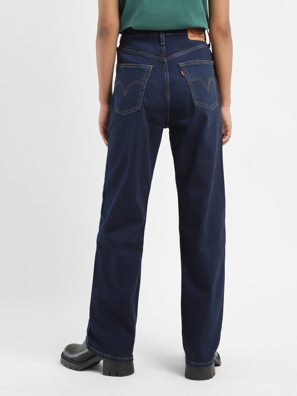Women's Blue Ribcage Straight Fit High Rise Jeans - e978cf2c-e2b0-4c92-8587-32096290469f View