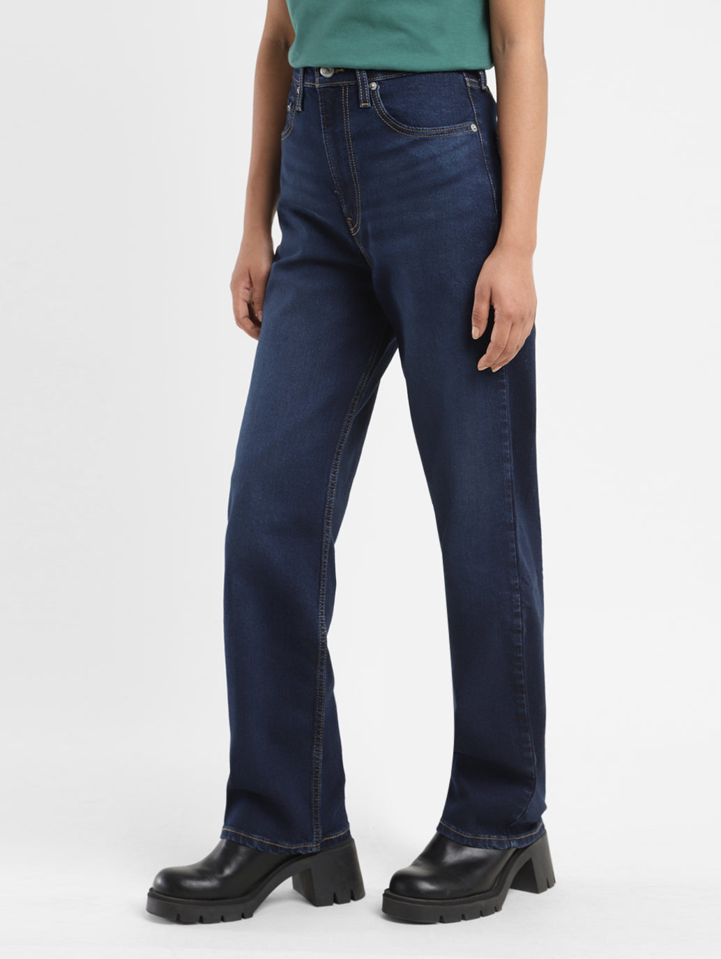 Women's Blue Ribcage Straight Fit High Rise Jeans - 106fba42-fc5f-4c32-b383-5a62f4bf5e54 View