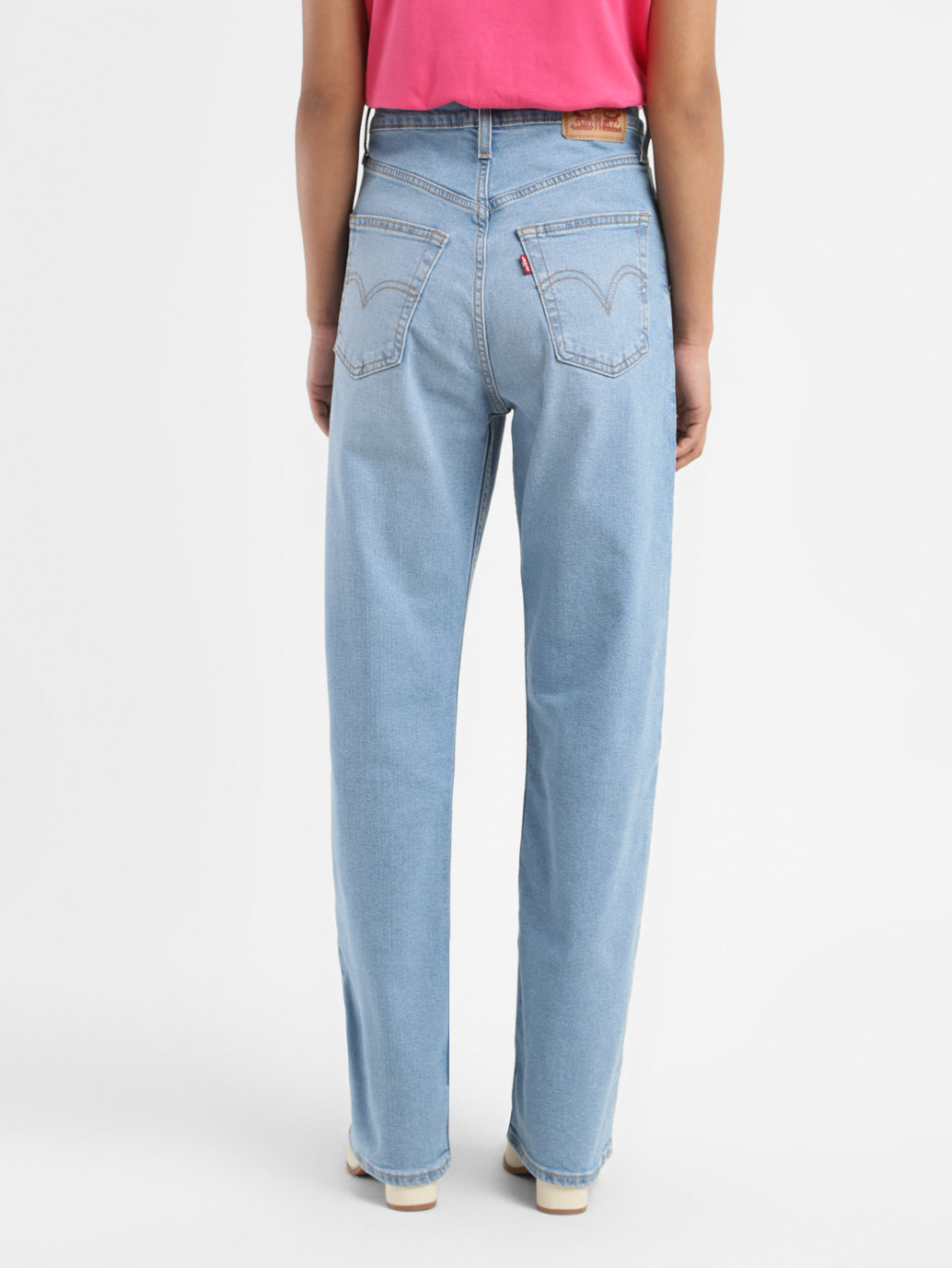 Women's Blue Ribcage Straight Fit High Rise Jeans - 517dc609-818d-4184-9852-0ff2b2cf1b14 View