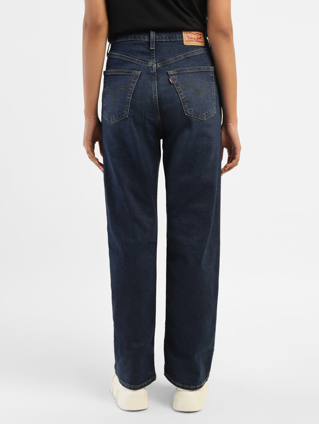 Women's Navy Blue Ribcage Straight Fit High Rise Jeans - 59283155-bf68-4960-b2f1-491fb6e19acd View