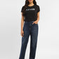 Women's Navy Blue Ribcage Straight Fit High Rise Jeans - ModelFront View